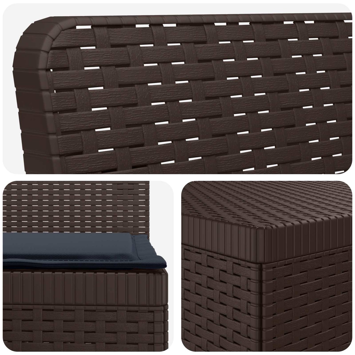 4-Seater Garden Sofa with Cushions Rattan Look PP Brown