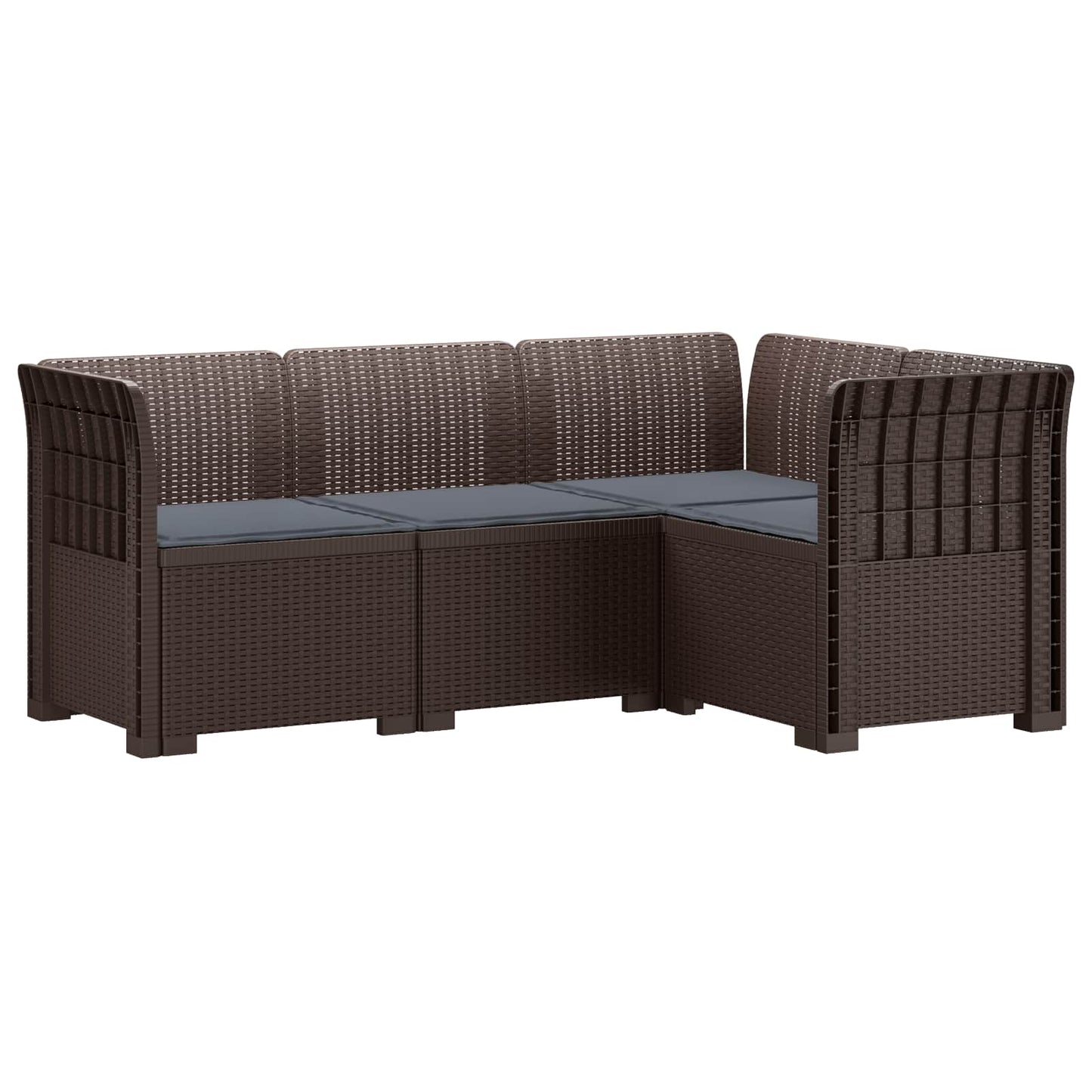 4-Seater Garden Sofa with Cushions Rattan Look PP Brown