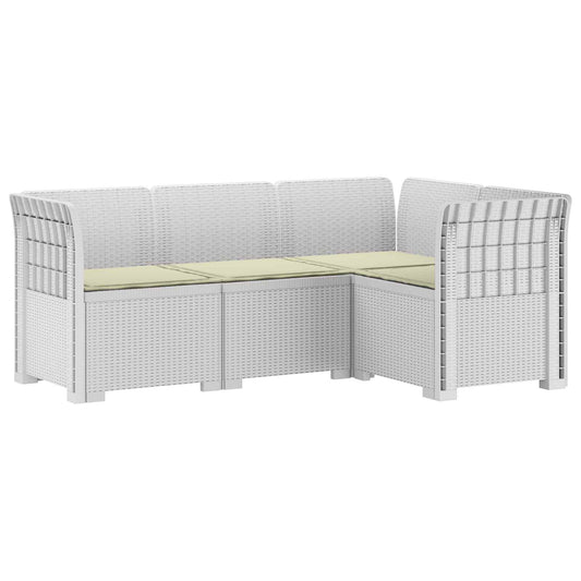 4-Seater Garden Sofa with Cushions Rattan Look PP White