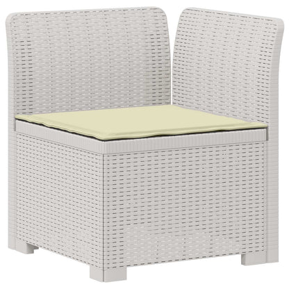 4-Seater Garden Sofa with Cushions Rattan Look PP White