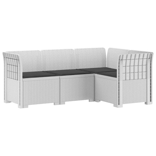 4-Seater Garden Sofa with Cushions Rattan Look PP White