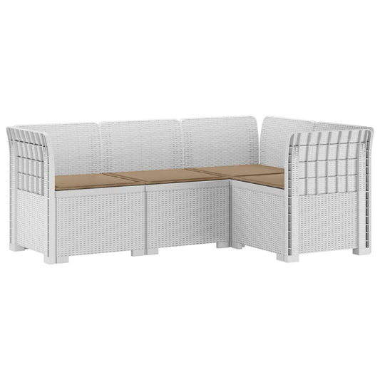 4-Seater Garden Sofa with Cushions Rattan Look PP White