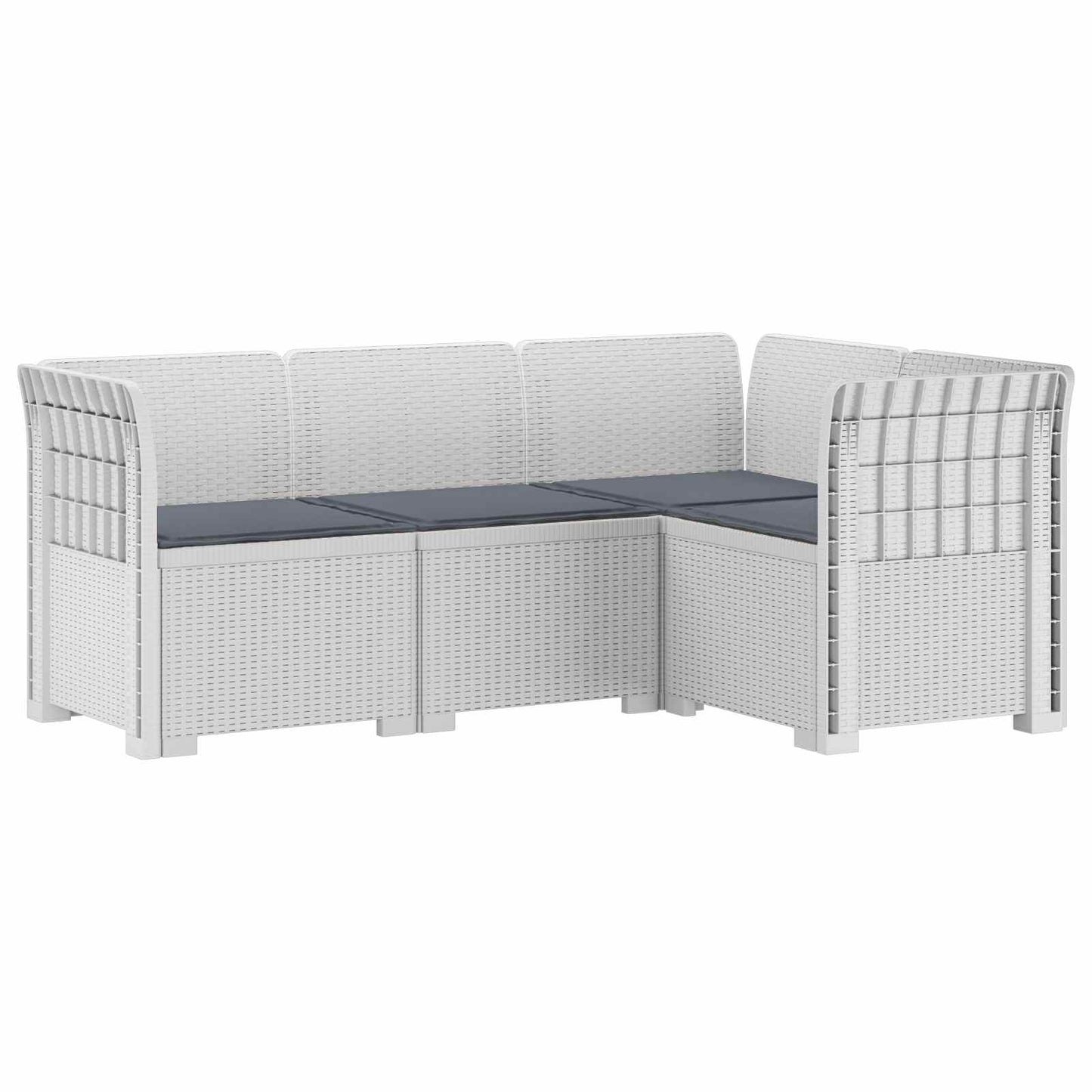 4-Seater Garden Sofa with Cushions Rattan Look PP White