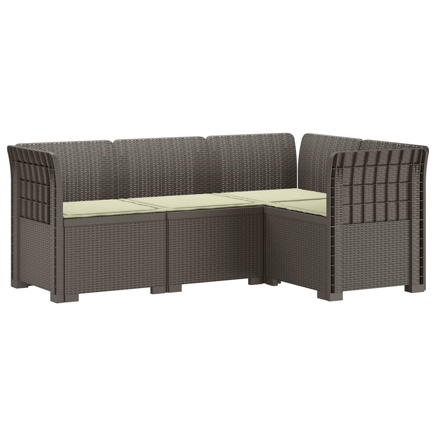 4-Seater Garden Sofa with Cushions Rattan Look PP Light Grey