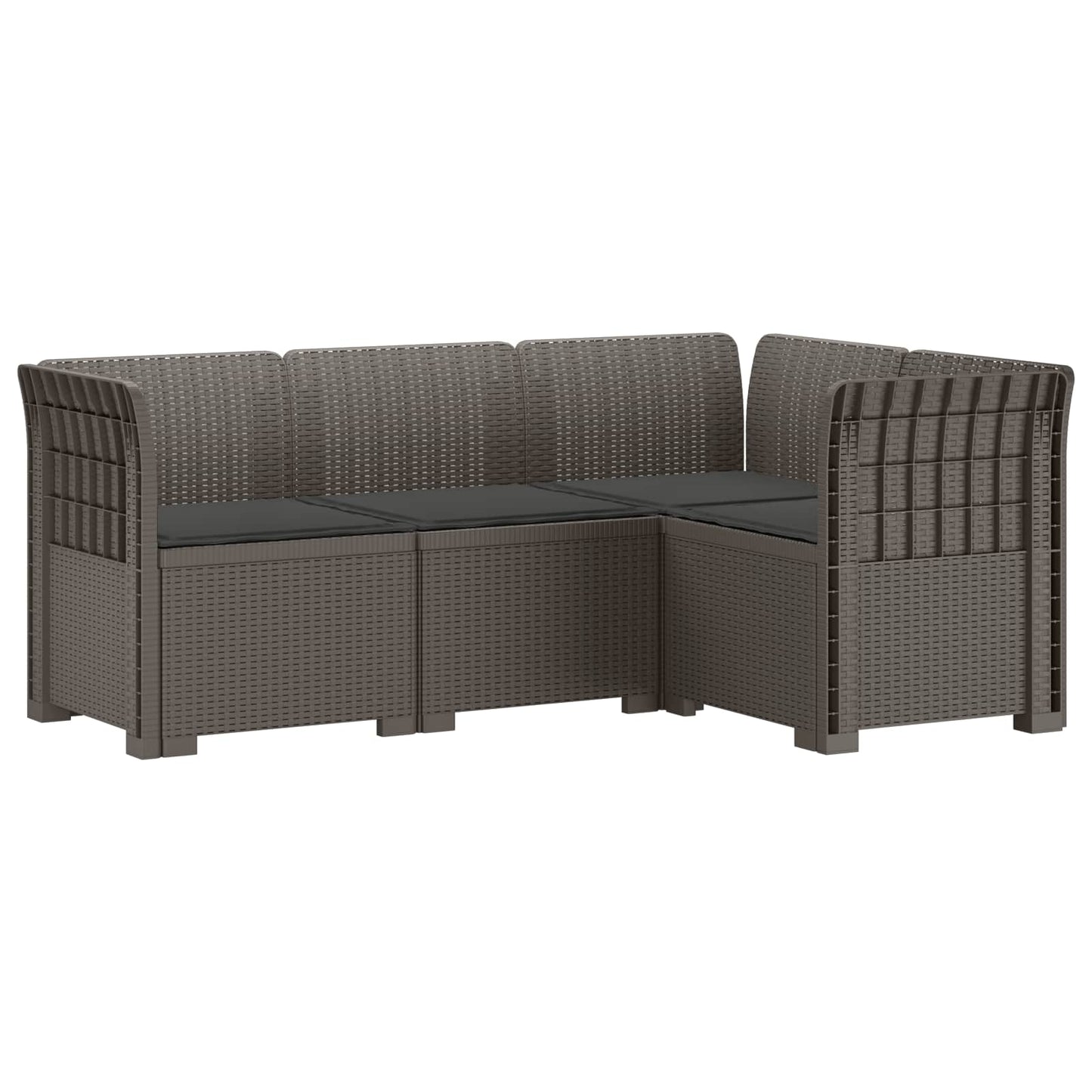 4-Seater Garden Sofa with Cushions Rattan Look PP Light Grey