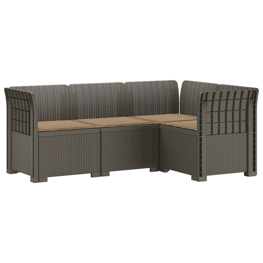 4-Seater Garden Sofa with Cushions Rattan Look PP Light Grey
