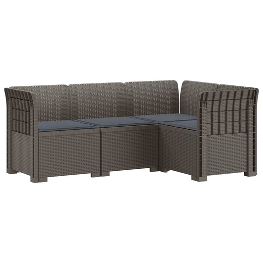 4-Seater Garden Sofa with Cushions Rattan Look PP Light Grey