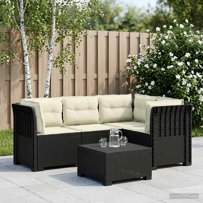 4-Seater Garden Sofa with Cushions Rattan Look PP Anthracite
