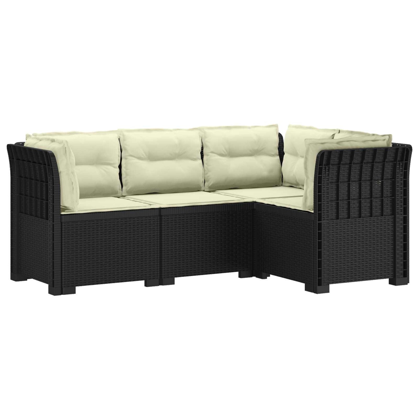 4-Seater Garden Sofa with Cushions Rattan Look PP Anthracite