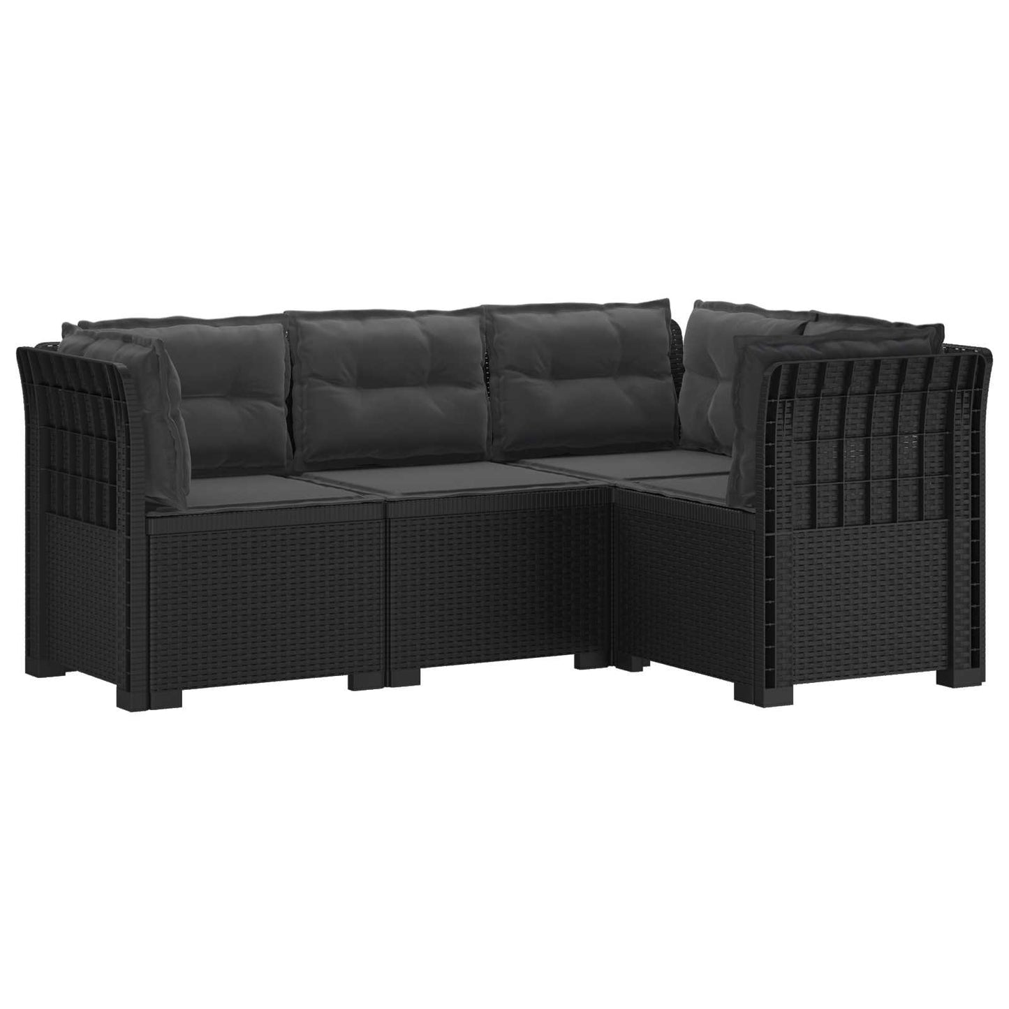 4-Seater Garden Sofa with Cushions Rattan Look PP Anthracite