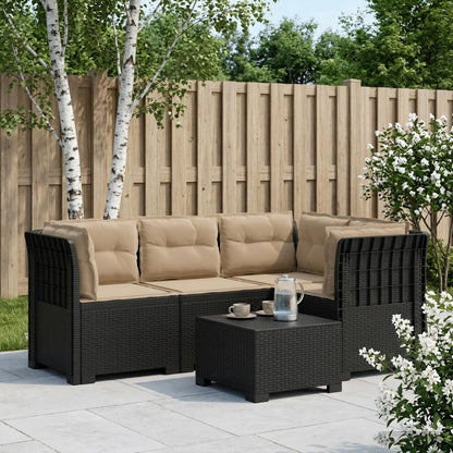 4-Seater Garden Sofa with Cushions Rattan Look PP Anthracite