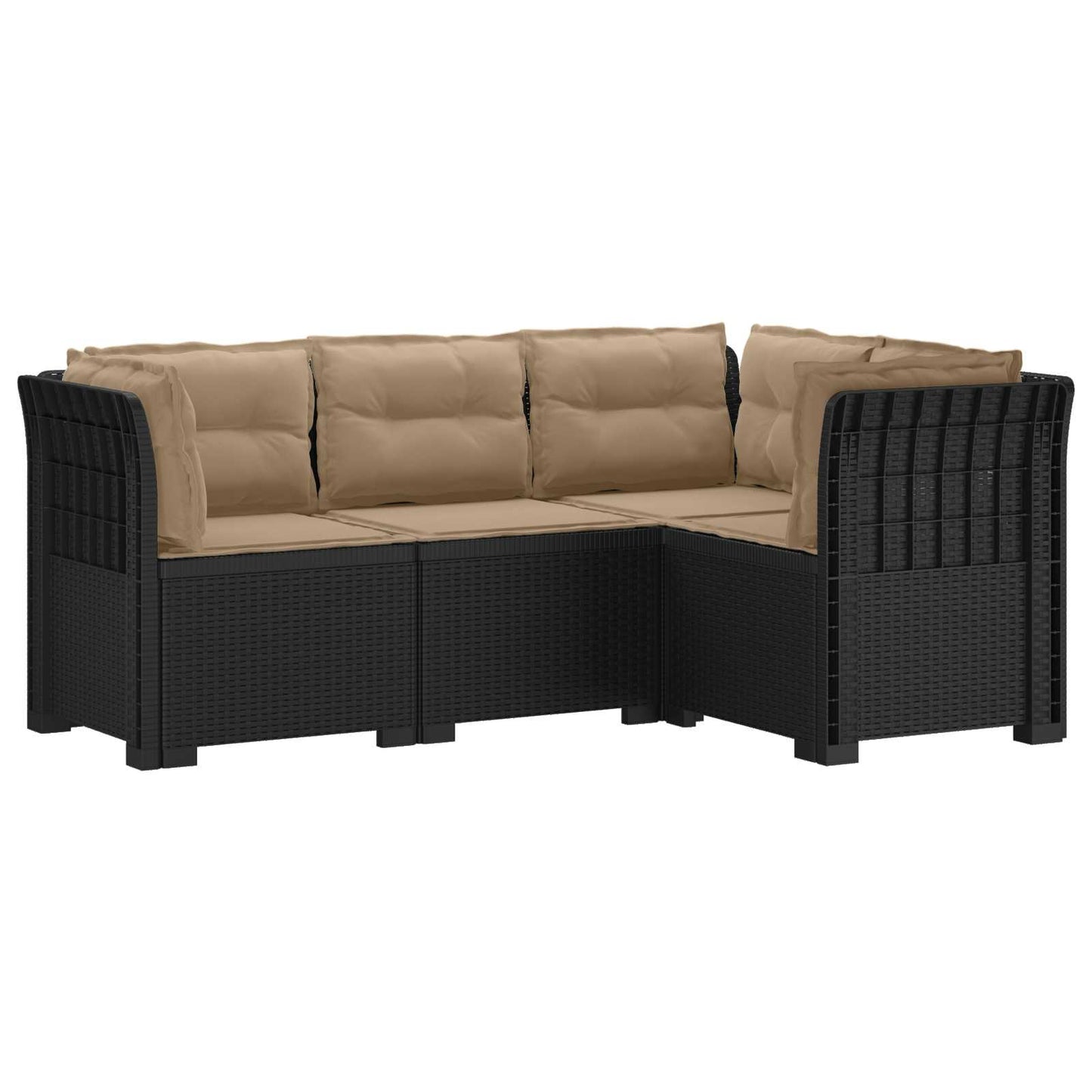 4-Seater Garden Sofa with Cushions Rattan Look PP Anthracite
