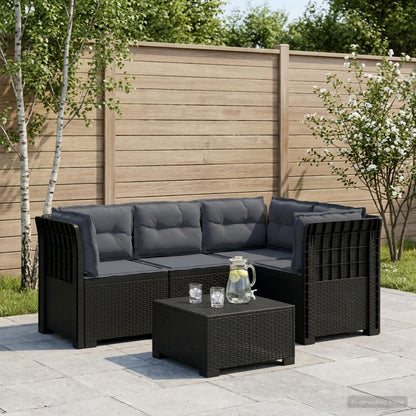 4-Seater Garden Sofa with Cushions Rattan Look PP Anthracite