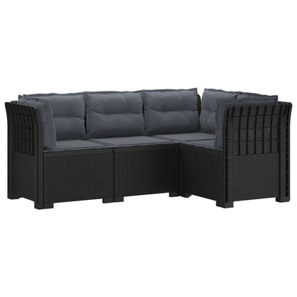 4-Seater Garden Sofa with Cushions Rattan Look PP Anthracite