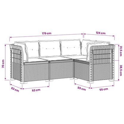 4-Seater Garden Sofa with Cushions Rattan Look PP Anthracite
