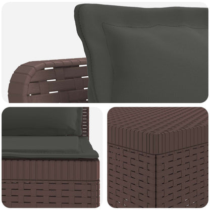 4-Seater Garden Sofa with Cushions Rattan Look PP Brown