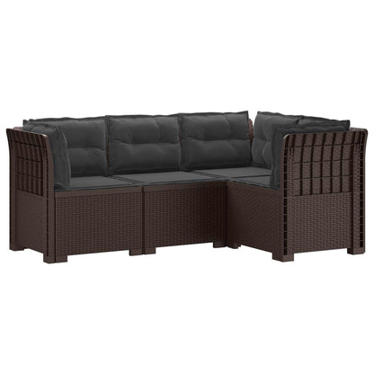 4-Seater Garden Sofa with Cushions Rattan Look PP Brown