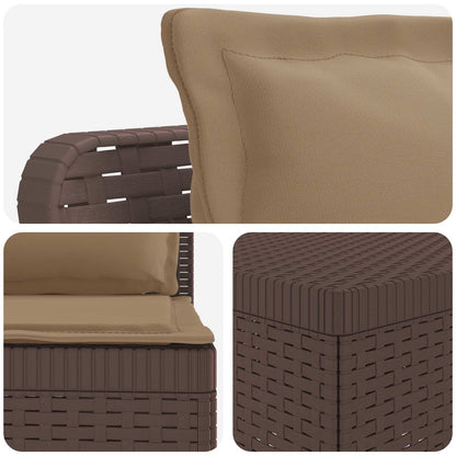 4-Seater Garden Sofa with Cushions Rattan Look PP Brown