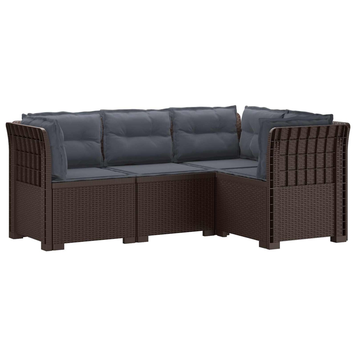 4-Seater Garden Sofa with Cushions Rattan Look PP Brown