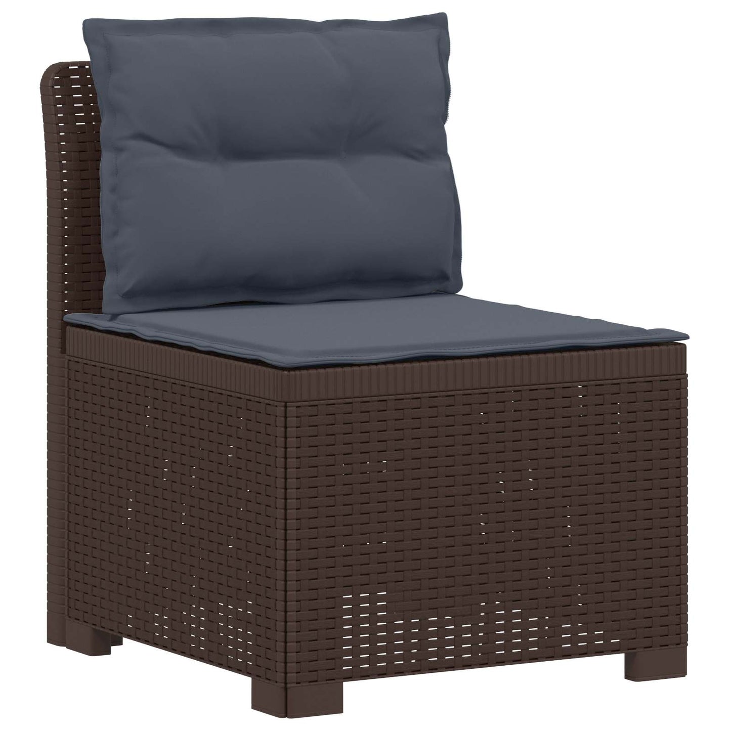 4-Seater Garden Sofa with Cushions Rattan Look PP Brown