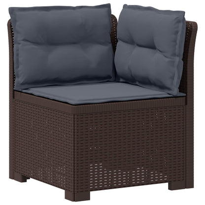 4-Seater Garden Sofa with Cushions Rattan Look PP Brown