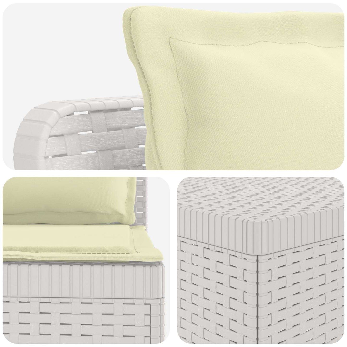 4-Seater Garden Sofa with Cushions Rattan Look PP White