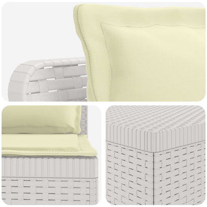 4-Seater Garden Sofa with Cushions Rattan Look PP White