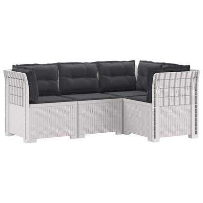 4-Seater Garden Sofa with Cushions Rattan Look PP White