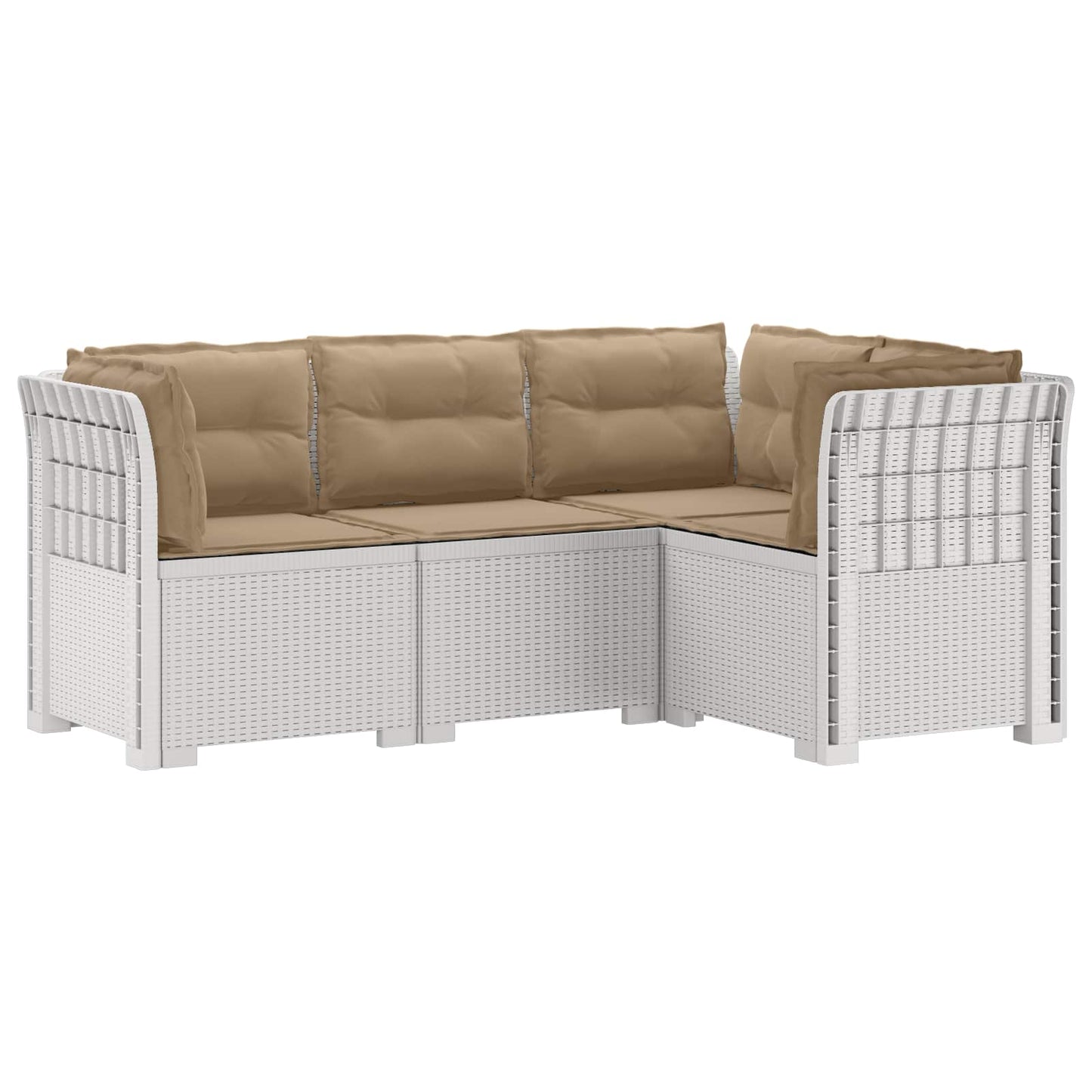 4-Seater Garden Sofa with Cushions Rattan Look PP White