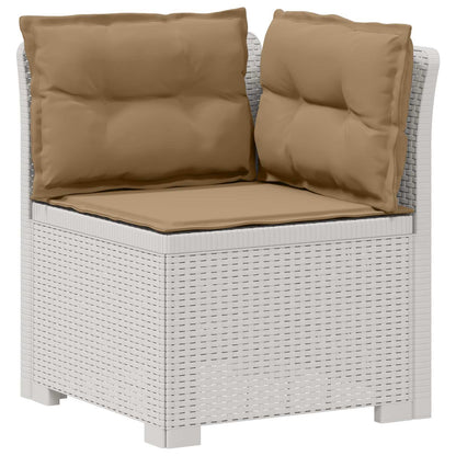 4-Seater Garden Sofa with Cushions Rattan Look PP White
