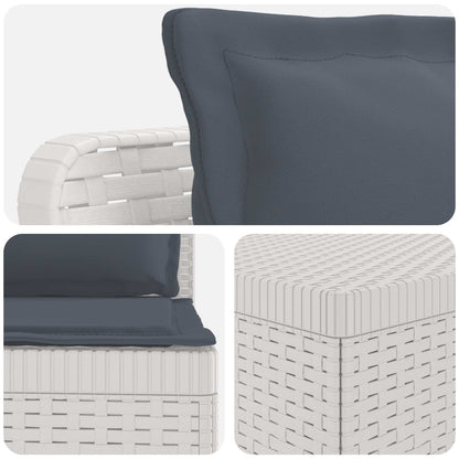 4-Seater Garden Sofa with Cushions Rattan Look PP White