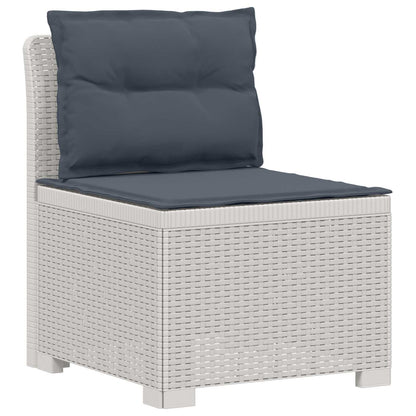 4-Seater Garden Sofa with Cushions Rattan Look PP White