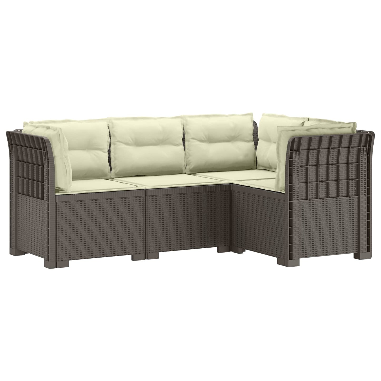 4-Seater Garden Sofa with Cushions Rattan Look PP Light Grey
