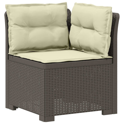 4-Seater Garden Sofa with Cushions Rattan Look PP Light Grey