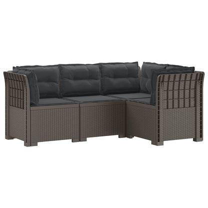 4-Seater Garden Sofa with Cushions Rattan Look PP Light Grey