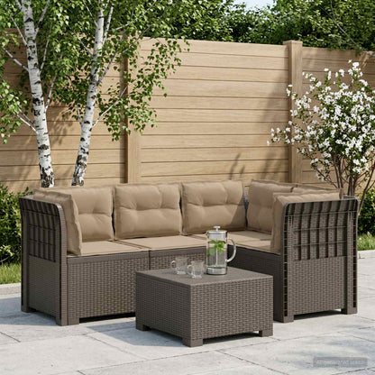 4-Seater Garden Sofa with Cushions Rattan Look PP Light Grey