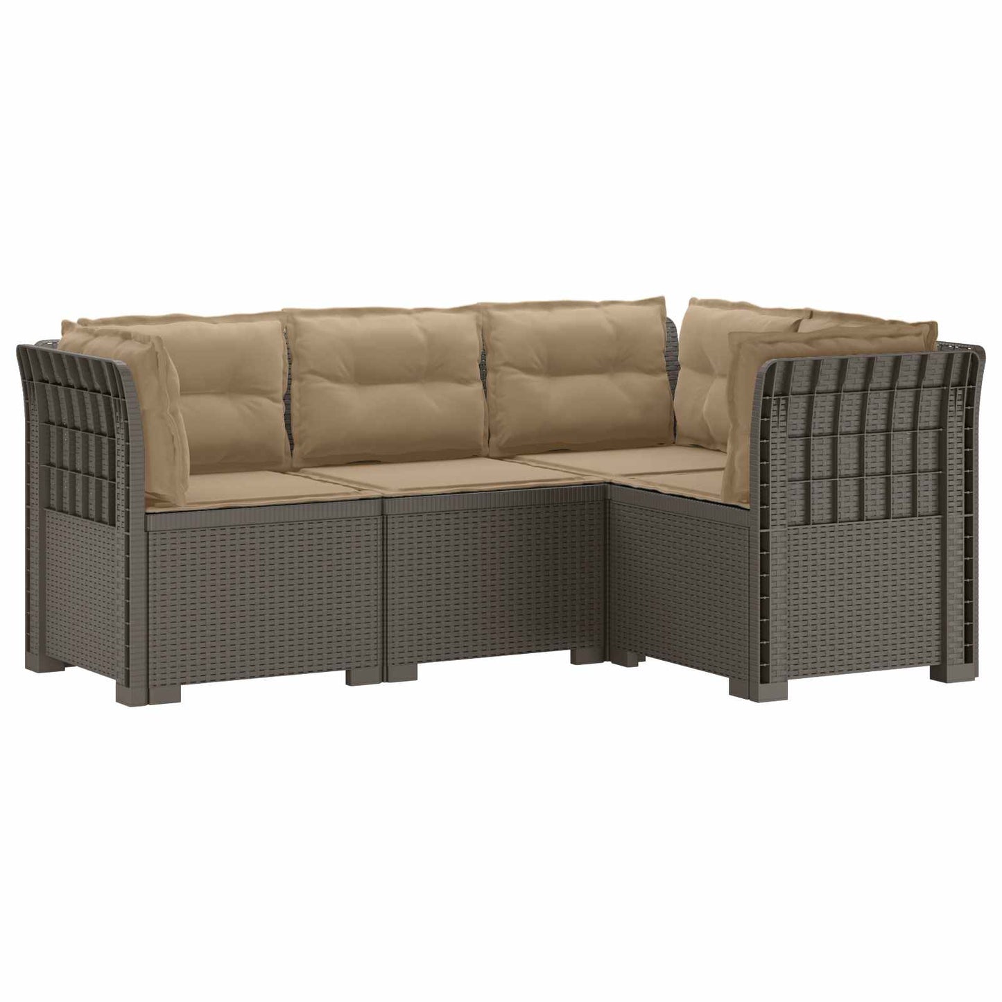 4-Seater Garden Sofa with Cushions Rattan Look PP Light Grey