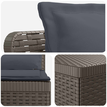 4-Seater Garden Sofa with Cushions Rattan Look PP Light Grey
