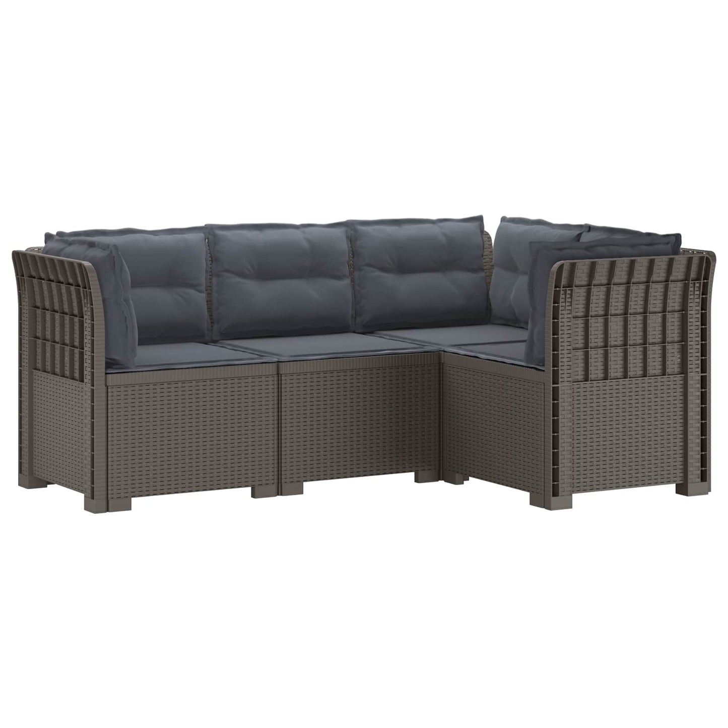 4-Seater Garden Sofa with Cushions Rattan Look PP Light Grey