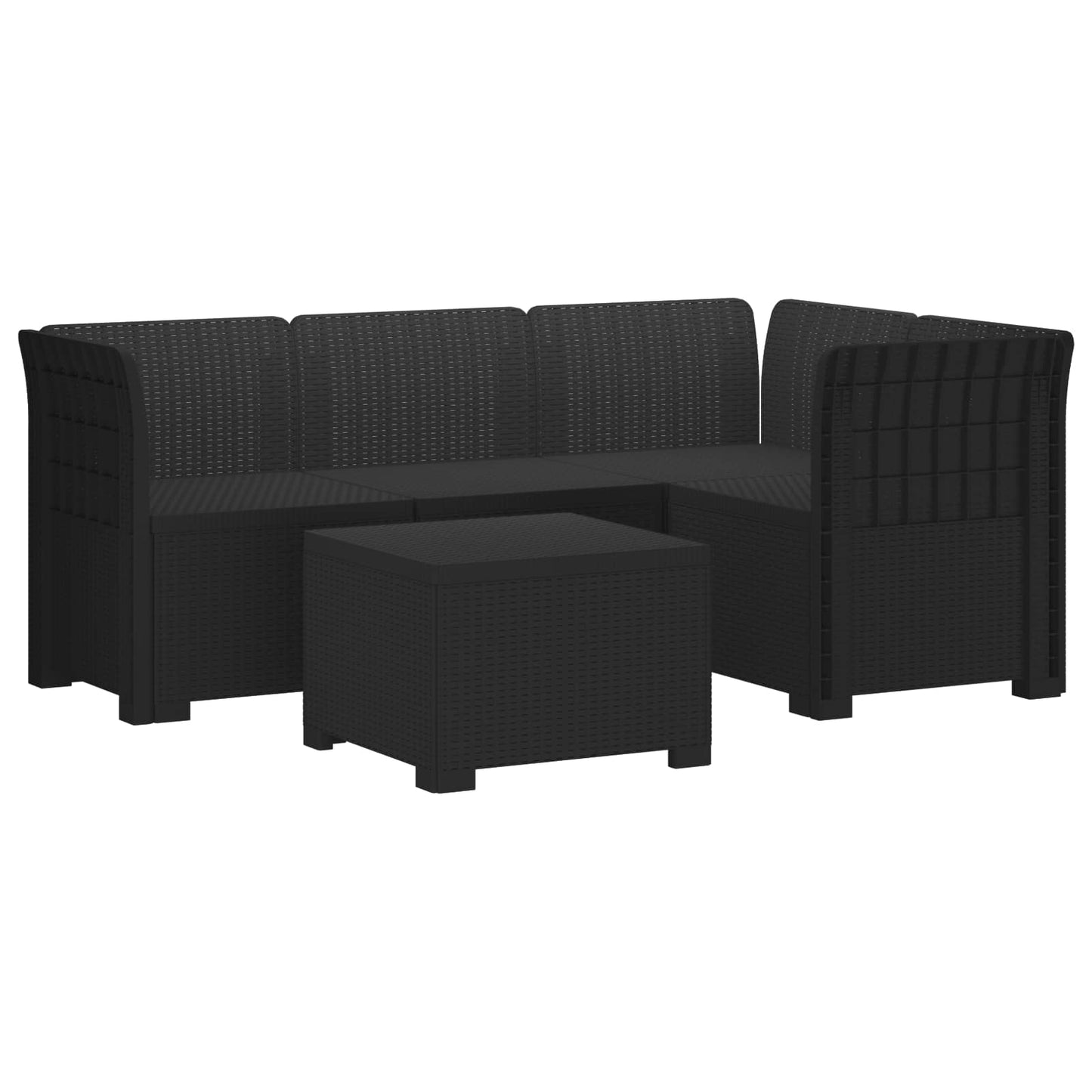4-Seater Garden Sofa Rattan Look PP Anthracite