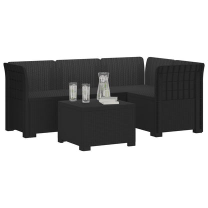 4-Seater Garden Sofa Rattan Look PP Anthracite