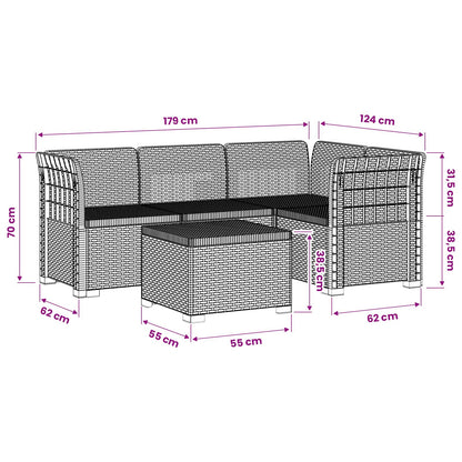 4-Seater Garden Sofa Rattan Look PP Anthracite