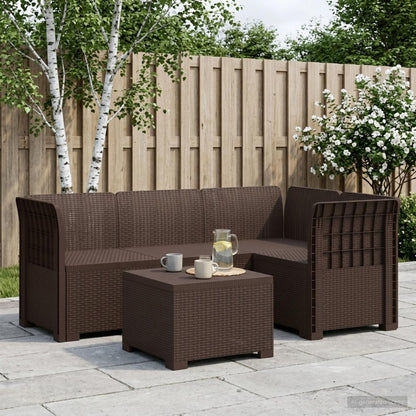 4-Seater Garden Sofa Rattan Look PP Brown