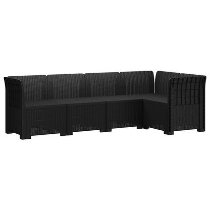 5-Seater Garden Sofa Rattan Look PP Anthracite