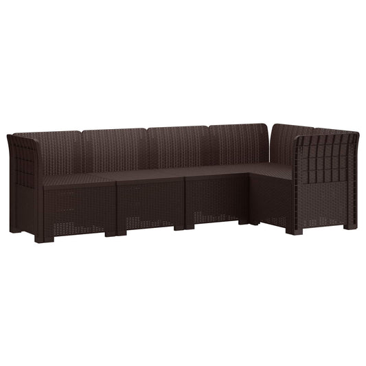 5-Seater Garden Sofa Rattan Look PP Brown