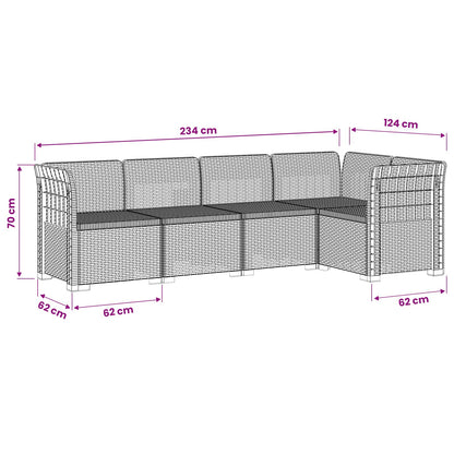 5-Seater Garden Sofa Rattan Look PP Brown