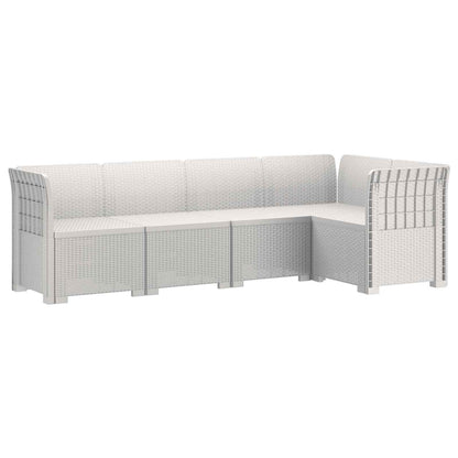 5-Seater Garden Sofa Rattan Look PP White
