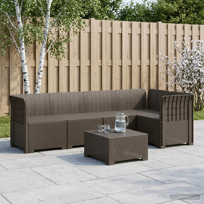 5-Seater Garden Sofa Rattan Look PP Light Grey