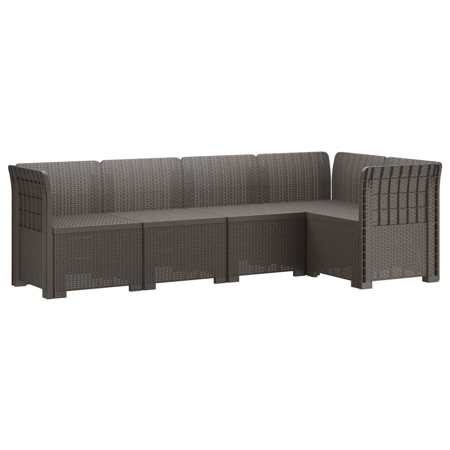 5-Seater Garden Sofa Rattan Look PP Light Grey