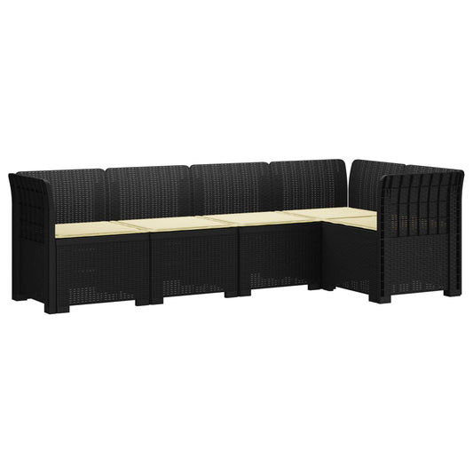 5-Seater Garden Sofa with Cushions Rattan Look PP Anthracite